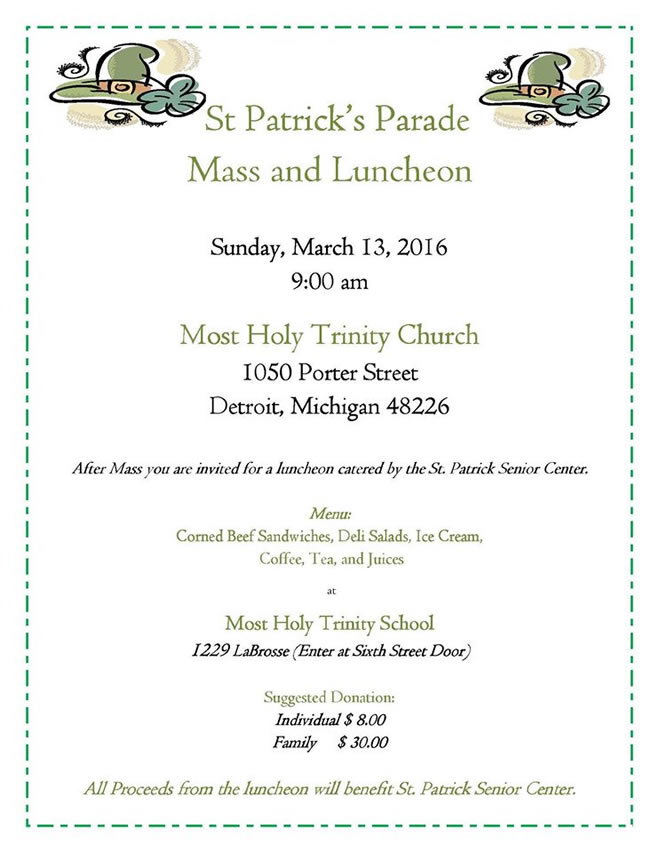 St Patrick’s Parade Mass and Luncheon