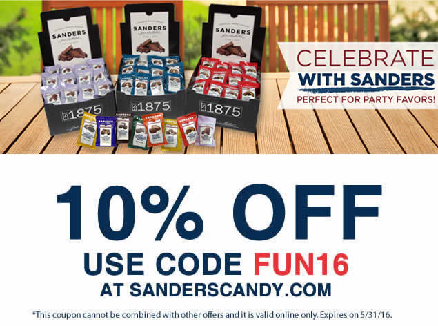 Sanders Chocolate Candy Coupon Code. Sanders candy locations
